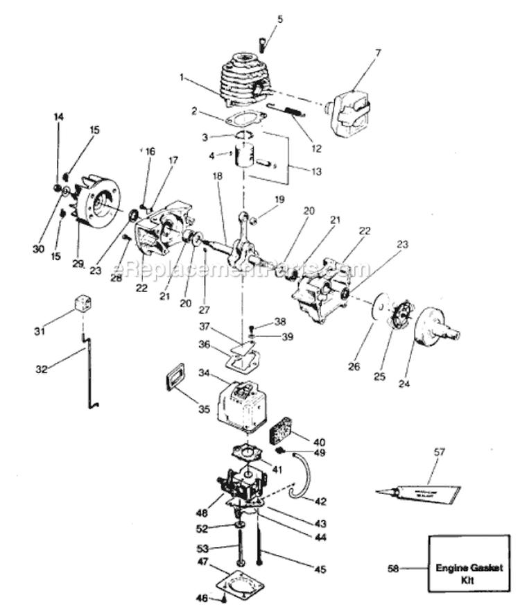 Page D Diagram and Parts List for YP140  Weed Eater Trimmer